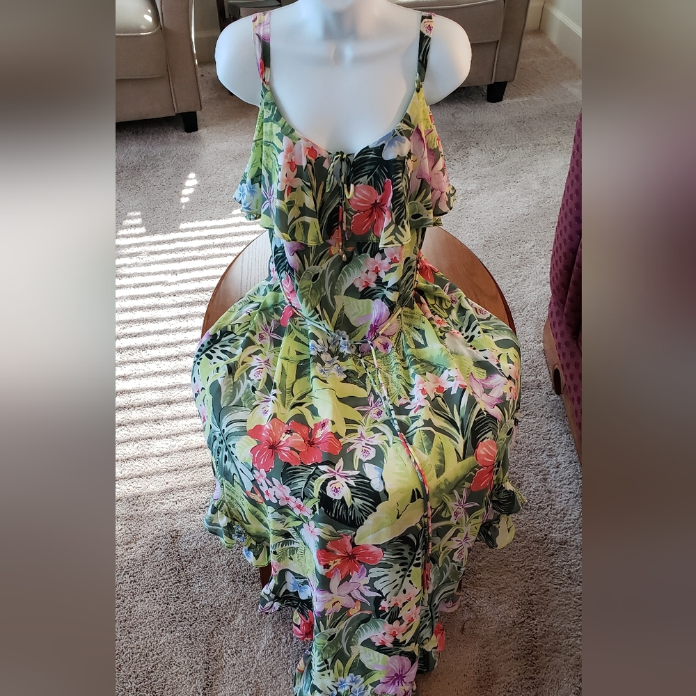 Tommy Bahama tropical floral strappy dress, size L - NEW